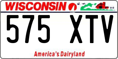 WI license plate 575XTV