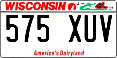 WI license plate 575XUV