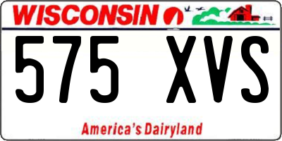 WI license plate 575XVS