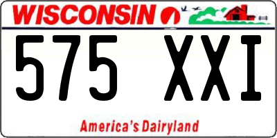 WI license plate 575XXI