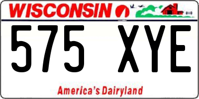 WI license plate 575XYE