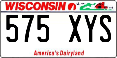 WI license plate 575XYS