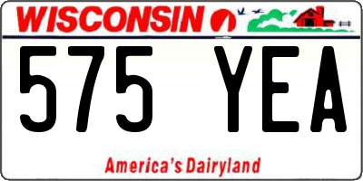 WI license plate 575YEA