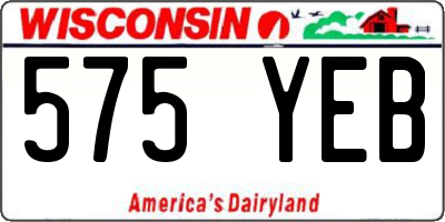 WI license plate 575YEB