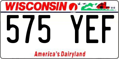 WI license plate 575YEF