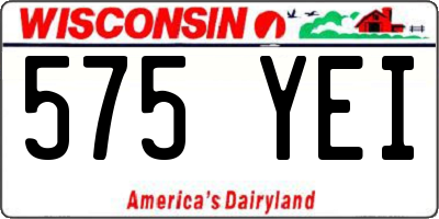 WI license plate 575YEI