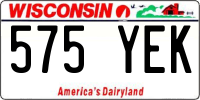 WI license plate 575YEK