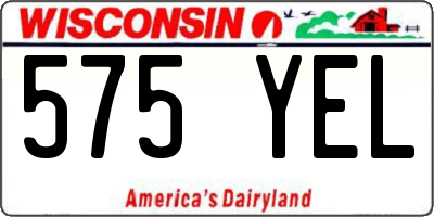 WI license plate 575YEL