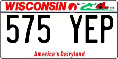 WI license plate 575YEP