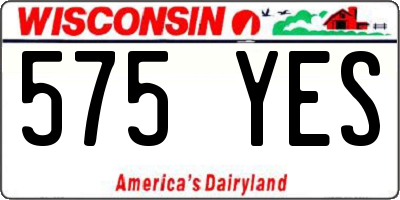 WI license plate 575YES
