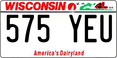 WI license plate 575YEU