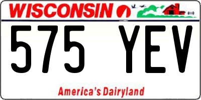 WI license plate 575YEV