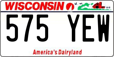WI license plate 575YEW