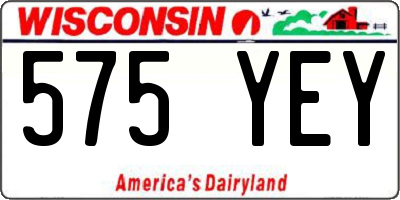 WI license plate 575YEY