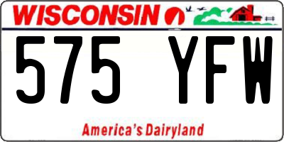 WI license plate 575YFW