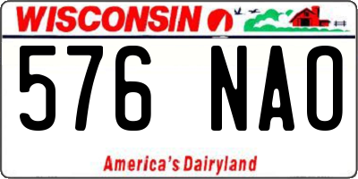 WI license plate 576NAO