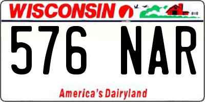 WI license plate 576NAR