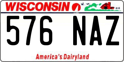 WI license plate 576NAZ