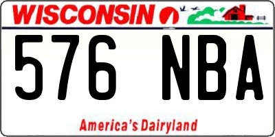WI license plate 576NBA