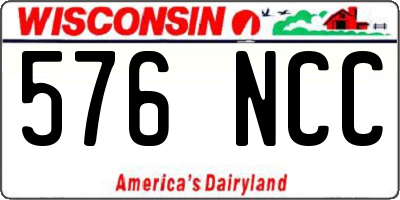 WI license plate 576NCC