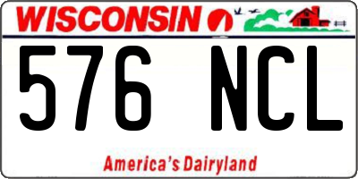 WI license plate 576NCL