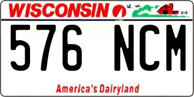 WI license plate 576NCM