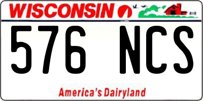 WI license plate 576NCS