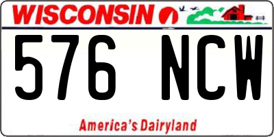 WI license plate 576NCW