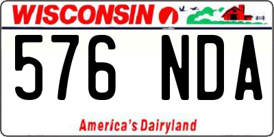 WI license plate 576NDA