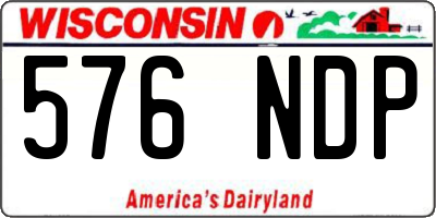 WI license plate 576NDP
