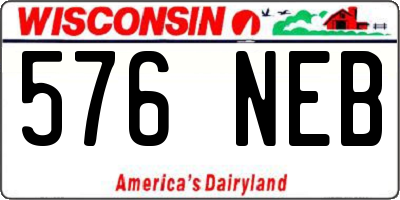 WI license plate 576NEB