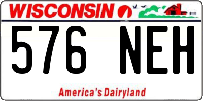 WI license plate 576NEH