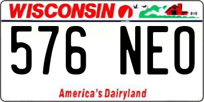 WI license plate 576NEO