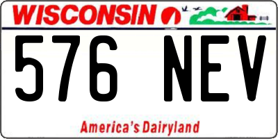 WI license plate 576NEV