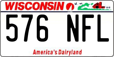 WI license plate 576NFL