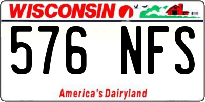 WI license plate 576NFS