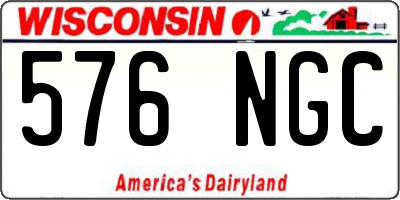 WI license plate 576NGC