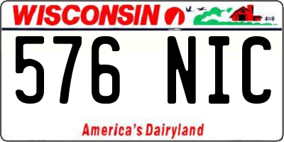 WI license plate 576NIC