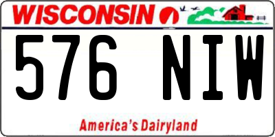 WI license plate 576NIW