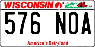 WI license plate 576NOA