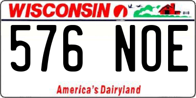 WI license plate 576NOE