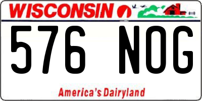 WI license plate 576NOG