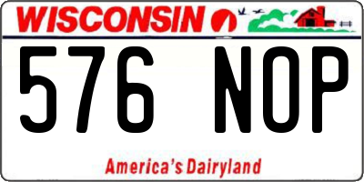 WI license plate 576NOP