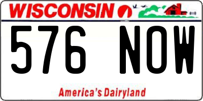 WI license plate 576NOW