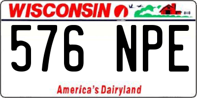 WI license plate 576NPE
