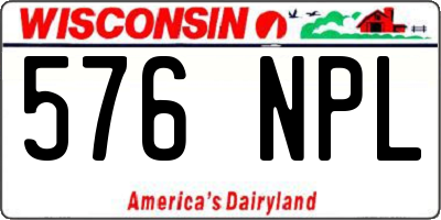 WI license plate 576NPL