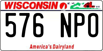 WI license plate 576NPO