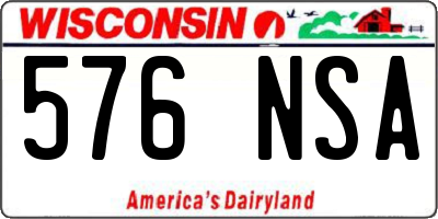 WI license plate 576NSA