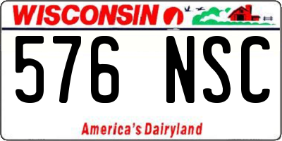 WI license plate 576NSC