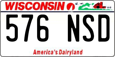 WI license plate 576NSD